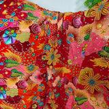 Multicolor Floral Silk Crepe Fabric with Sequin Embroidery