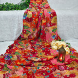 Multicolor Floral Silk Crepe Fabric with Sequin Embroidery