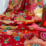 Multicolor Floral Silk Crepe Fabric with Sequin Embroidery
