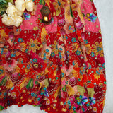 Multicolor Floral Silk Crepe Fabric with Sequin Embroidery