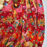 Multicolor Floral Silk Crepe Fabric with Sequin Embroidery