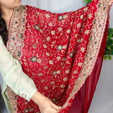 Ruby Red Embroidered Georgette Saree