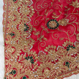 Ruby Red Embroidered Georgette Saree