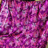 Purple Floral Silk Crepe Fabric with Sequin Embroidery