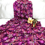Purple Floral Silk Crepe Fabric with Sequin Embroidery