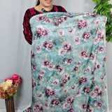 Sky Blue Floral Crepe Fabric