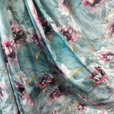 Sky Blue Floral Crepe Fabric