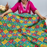 Multicolor Diamond Embroidered Crepe Silk Fabric