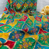 Multicolor Diamond Embroidered Crepe Silk Fabric