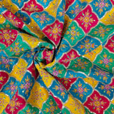 Multicolor Diamond Embroidered Crepe Silk Fabric