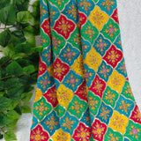 Multicolor Diamond Embroidered Crepe Silk Fabric