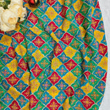 Multicolor Diamond Embroidered Crepe Silk Fabric