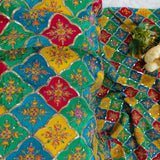 Multicolor Diamond Embroidered Crepe Silk Fabric