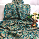 Emerald Green Paisley Embroidered Silk crepe Fabric