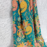 Turquoise Floral Silk Jacquard Fabric