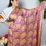 Purple Floral Silk Jacquard Fabric