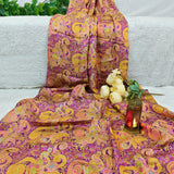 Purple Floral Silk Jacquard Fabric