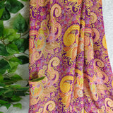 Purple Floral Silk Jacquard Fabric