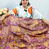 Purple Floral Silk Jacquard Fabric