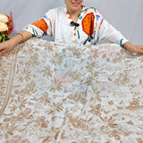 Ivory Gold Floral Luxury Embroidered Fabric