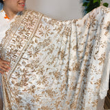 Ivory Gold Floral Luxury Embroidered Fabric