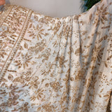 Ivory Gold Floral Luxury Embroidered Fabric