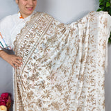 Ivory Gold Floral Luxury Embroidered Fabric
