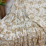 Ivory Gold Floral Luxury Embroidered Fabric