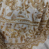 Ivory Gold Floral Luxury Embroidered Fabric