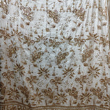 Ivory Gold Floral Luxury Embroidered Fabric