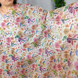 Ivory Multicolor Floral Embroidered Fabric