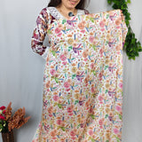 Ivory Multicolor Floral Embroidered Fabric