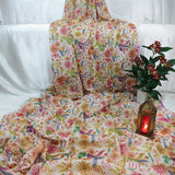 Ivory Multicolor Floral Embroidered Fabric