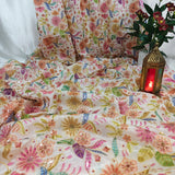 Ivory Multicolor Floral Embroidered Fabric