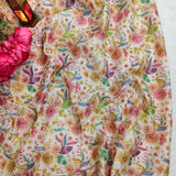 Ivory Multicolor Floral Embroidered Fabric
