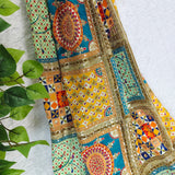 Yellow Pista Mosaic Silk Crepe Fabric