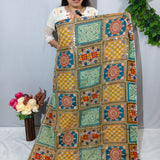 Yellow Pista Mosaic Silk Crepe Fabric