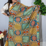 Yellow Pista Mosaic Silk Crepe Fabric