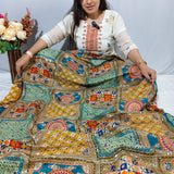 Yellow Pista Mosaic Silk Crepe Fabric
