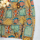 Yellow Pista Mosaic Silk Crepe Fabric