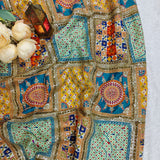 Yellow Pista Mosaic Silk Crepe Fabric