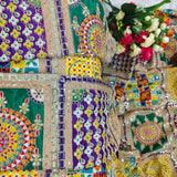 Yellow Purple Mosaic Silk Crepe Fabric