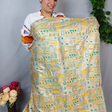 Yellow & Silver Paisley Jacquard Fabric