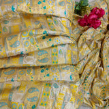 Yellow & Silver Paisley Jacquard Fabric