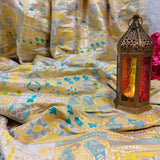 Yellow & Silver Paisley Jacquard Fabric