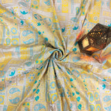 Yellow & Silver Paisley Jacquard Fabric
