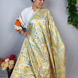 Yellow & Silver Paisley Jacquard Fabric