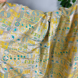 Yellow & Silver Paisley Jacquard Fabric