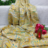 Yellow & Silver Paisley Jacquard Fabric